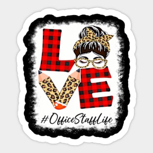 Staff Love Messy Bun Leopard Buffalo Back To School Sticker